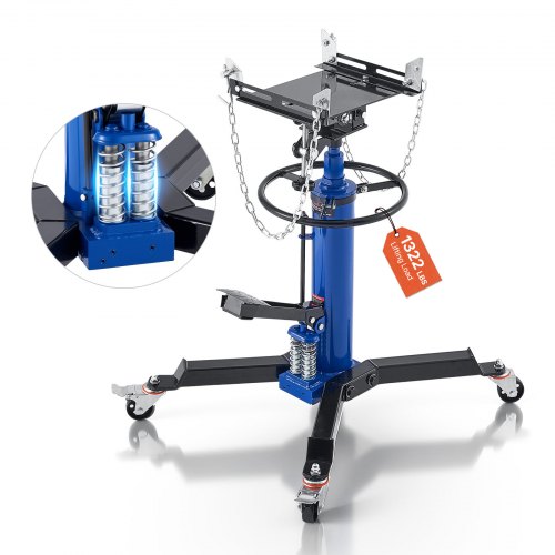 VEVOR Hydraulic Transmission Jack, 1322 lbs / 0.6 Ton Lifting Capacity Telescoping Transmission Jack with Foot Pedal, Dual Telescopic Trans, 34.6-69.3 in High Lifting Height, Garage/Shop Lift Hoist