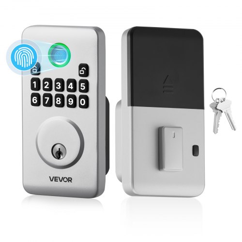 

VEVOR Fingerprint Door Lock, Electronic Biometric Deadbolt with Pioneering Easy-Grip Design, Auto Locking, One-Time Code, Anti-Peeking Password, Keyless Entry Door Lock for Home, Apartment, Silver