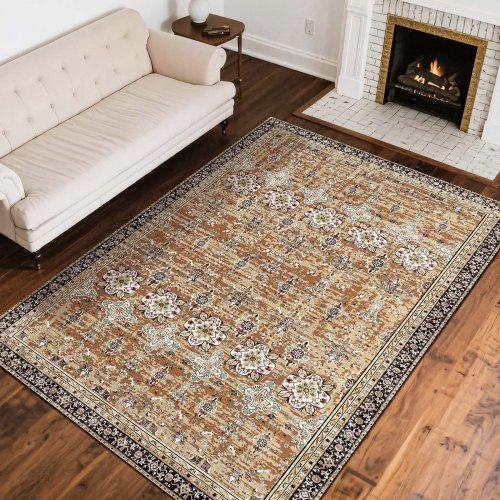

VEVOR Large Area Rug 8 x 10 ft Anti-Skid Indoor Floor Mat Vintage Brown Green