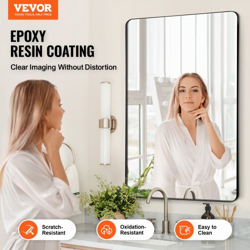 

VEVOR Square Wall Mounted Mirror 24" x 36" Mirror with Aluminium Alloy Frame