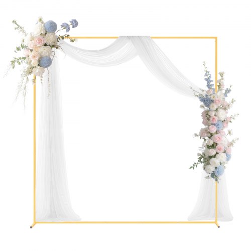 VEVOR Arch Backdrop Stand, 6.6 x 6.6 ft, Stable Structure, Easy Assembly, Square Gold Metal Arch Backdrop Stand for Wedding, Birthday Party, Graduation, Holiday Celebration, and Ceremony Decoration