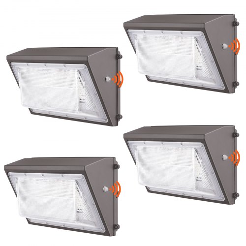 VEVOR 4PCs LED Wall Pack Lights, 120W 11000LM, 5000K Commercial Outdoor Lights Security Lighting Fixture, with Intelligent Light Sensing 240 LED beads Energy Saving for Garages Yards, IP65 Waterproof