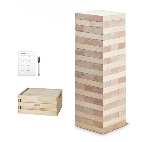 

Tumbling Timber Toy 60 Blocks Giant Tumble Tower Blocks Game Pine Wood Box