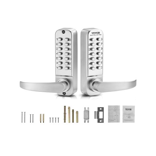 

Mechanical Keyless Entry Door Lock 14 Key Mechanical Keypad Lock for Home Sliver