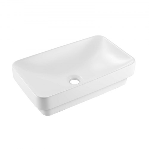 

VEVOR Semi Recessed Bathroom Sink, 19.29 x 12.01 Inch Rectangular White Ceramic Vessel Sink with 1-3/4 Inch Drain Hole, Drop in Modern Lavatory Vanity Bath Wash Bowl Basin, Rectangle for Small Space