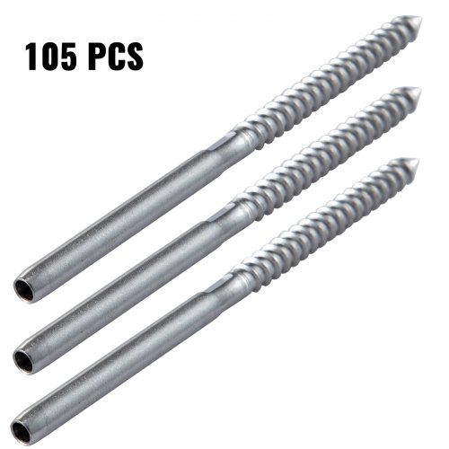 105 Pack Cable Railing Swage T316 Stainless Steel Railing 3/16'' Lag Screw End