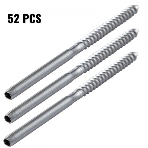 52 Pack Cable Railing Swage T316 Stainless Steel Railing 3/16'' Lag Screw End