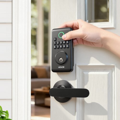 

VEVOR Keyless Entry Door Lock with Handle Set, Electronic Keypad Deadbolt with Lever Handles, Pioneering Easy-Grip Design, Customizable User Codes, Keyed Entry, Auto Lock, Anti-Peeking, Matte Black