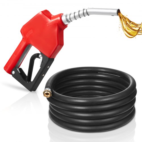 VEVOR 3/4-Inch NPT Automatic Fuel Nozzle, Max Flow Rate 11.8 GPM, Auto Shut Off Diesel Gas Pump Nozzle with 3-Speed Trigger Lock & 13/16-Inch (OD=20 mm) Spout for Gasoline, Diesel, Kerosene, Red