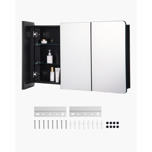 

Medicine Cabinet 25.5" x 40" Mirror Medicine Cabinet Adjustable Shelves