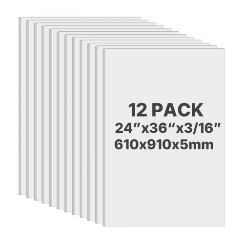 

VEVOR Foam Board, 12 Pack 24 x 36 Inch, 3/16 Inch Thickness White Poster Board, Acid-Free Double Sided Foam Core Sheets for Mounting, Crafts, Paintings Prints, Art, Display, Presentation and Projects