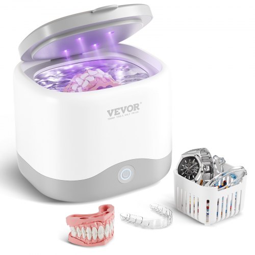 

VEVOR Ultrasonic Cleaner for Dentures 200ML Retainer Cleaner Machine with UV