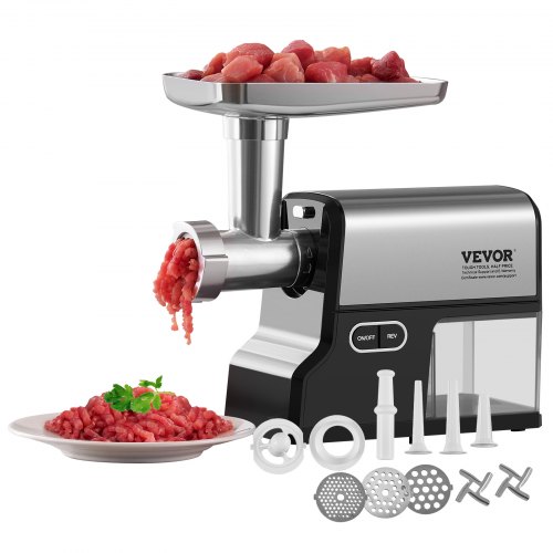 

VEVOR Meat Grinder, 4.2 Lbs/Min Capacity Electric Meat Grinders with Blade, Grinding Plate, Sausage Maker, Kubbe Kit, Stainless Steel Meat Mincer for Home Kitchen