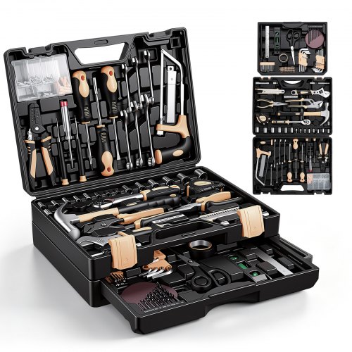 VEVOR Tool Kit 394-Piece General Household Tool Kit for Home Maintenance, For Everyday House Repairs and DIY Projects, with Portable Storage Case, High-Quality Steel, with Hammer, Wrench, Pliers