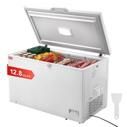 Vevor Chest Freezer, 12.8 Cu.Ft / 345 L Large Deep Freezer & 4 Removable Baskets, Freestanding Top Open Door Commercial Chest Freezers With Locking Li-image