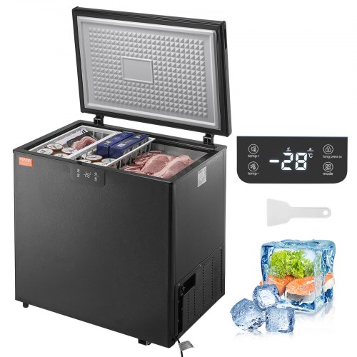 

VEVOR Chest Freezer, 7 Cu.ft / 198 L Compact Deep Freezer, Free Standing Top Open Door Compact Freezers with 2 Removable Baskets & Adjustable Thermostat, Energy Saving & Low Noise, Black