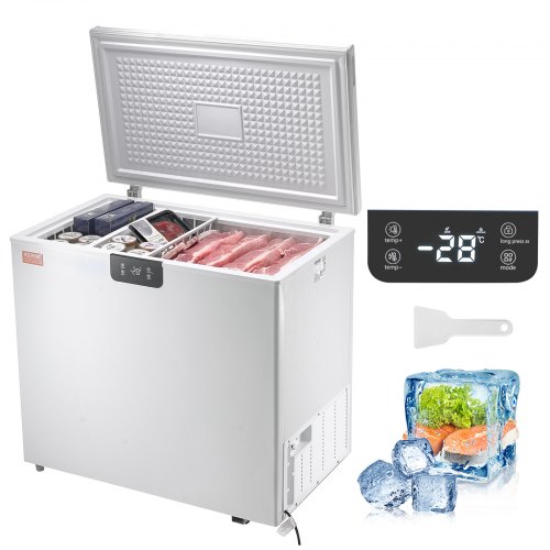 

VEVOR Chest Freezer, 10 Cu.ft / 283 L Compact Deep Freezer, Free Standing Top Open Door Compact Freezers with 2 Removable Baskets & Adjustable Thermostat, Energy Saving & Low Noise, White