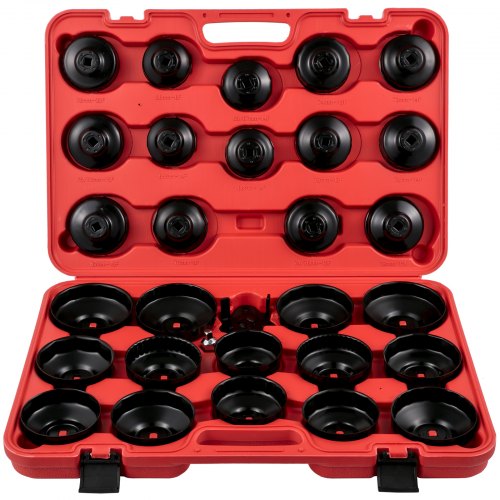 VEVOR Oil Filter Socket Set, 30 Pcs Oil Filter Wrench Set, Sturdy Steel Oil Filter Socket, 3/8\" Oil Filter Socket, Low Profile Oil Filter Socket Set