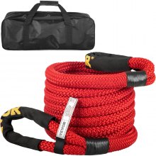 VEVOR 7/8" x 21' Kinetic Recovery Rope, 21,970 lbs, Heavy Duty Nylon Double Braided Kinetic Energy Rope w/Loops and Protective Sleeves, for Truck Off-Road Vehicle ATV UTV, Carry Bag Included, Red