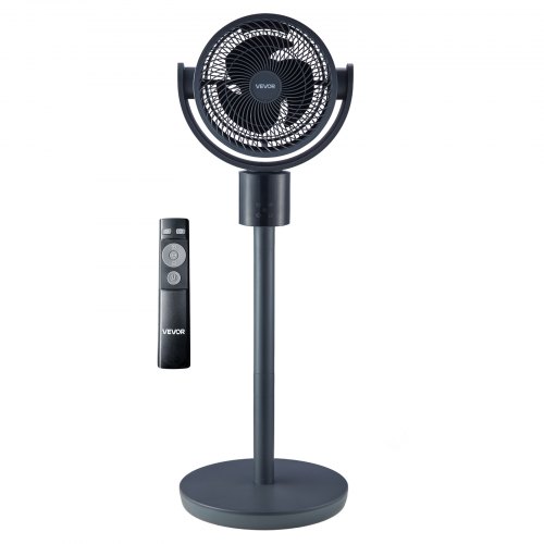 VEVOR 7-Inch Pedestal Fan, Oscillating Standing Floor Fan with DC Motor, Remote Control, 12 Speeds & 3 Modes, 15H Timer, Adjustable Height, Quiet for