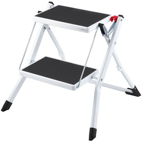 VEVOR Step Ladder 2-Step 330lbs Capacity, Ergonomic Folding Steel Step Stool with Wide Anti-Slip Pedal, Sturdy Step Stool for Adults Toddlers, Multi-U