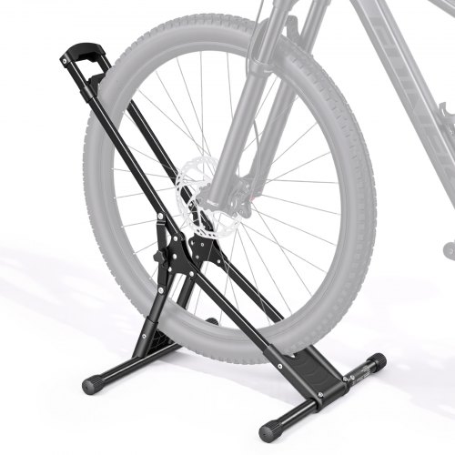 

VEVOR Bike Stand, Foldable Freestanding Bike Storage Rack, Carbon Steel Garage Bicycle Floor Stand, Fits 20-29 in Wheel Diameters, Drill-Free Installation, Ideal for Garage, Apartment, Home, Black