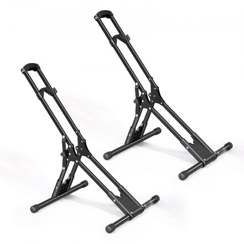 VEVOR Bike Stand 2 Pack, Foldable Freestanding Bike Storage Rack, Carbon Steel Garage Bicycle Floor Stand, Fits 20-29 in Wheel Diameters, Drill-Free I