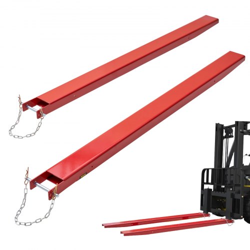 

VEVOR Pallet Fork Extensions, 1840 mm Length 115 mm Width, Heavy Duty Carbon Steel Fork Extensions for Forklifts, 1 Pair Forklift Extensions with Pins Forklift Fork Attachments for Forklift Truck, Red