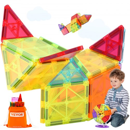 

VEVOR Magnetic Tiles Magnetic Building Toy 180 PCS Magnet Blocks for Kids 3D Set