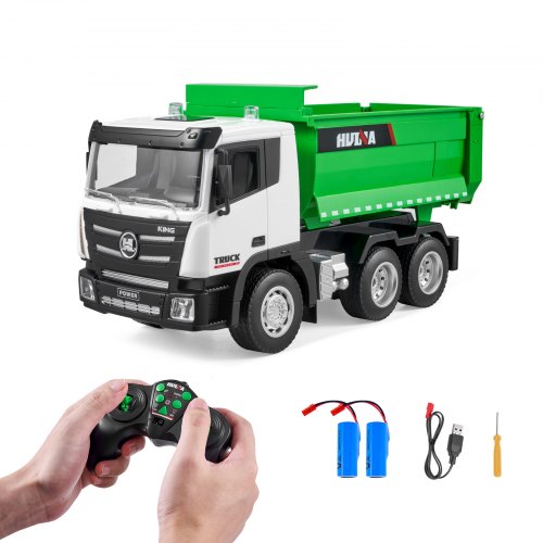 VEVOR RC Dump Truck Toy, 9-Channel 1:18 Scale, Remote Control Dump Truck RC Construction Vehicle Truck Toy with Light & 2 Rechargeable Batteries Birth