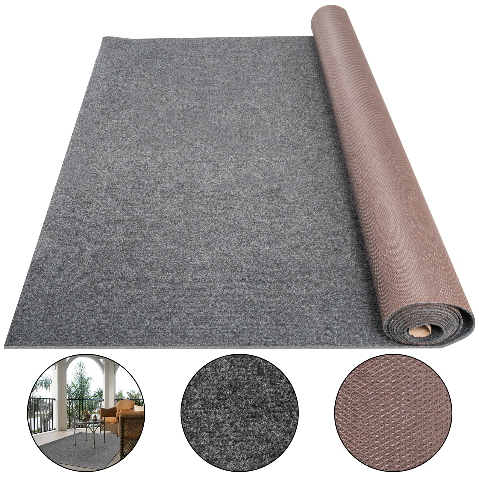 Vevor Boat Carpet Marine Carpet 6x13' Indoor Outdoor Carpet Rug Anti-slide Gray от Vevor Many GEOs