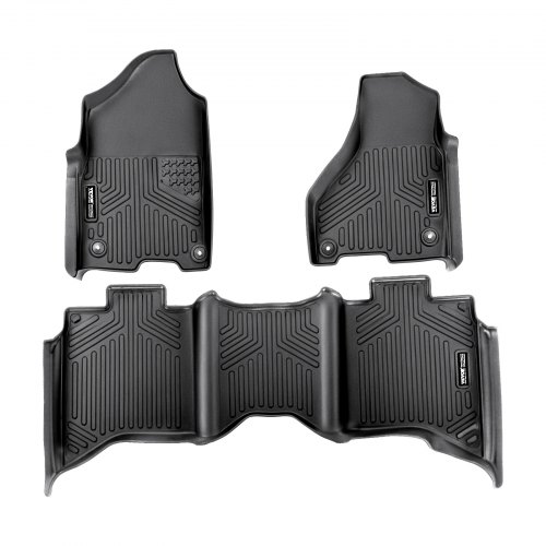 

VEVOR Automotive Floor Mats, Fits Dodge Ram 1500/2500/3500, Crew Cab Only 1500 Classic 2013-2018/2019-2022, 3 pcs Front and 2nd Row Liners, All Weather TPE Vehicle Floor Mats Liners for Trucks, Black