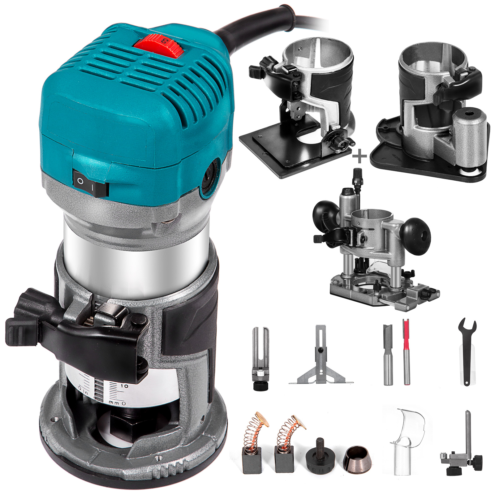 Compact Router With 3 Bases Variable Speed Plunge Base Fixed-Base Accurate от Vevor Many GEOs