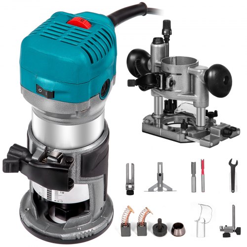 VEVOR Compact Router, 1.25HP Fixed Offset Base 30000rpm Variable Speed Wood Router Kit for Woodworking Furniture Manufacturing
