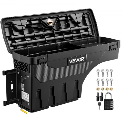 VEVOR Truck Bed Storage Box 66 Gal25 L Waterproof ABS Wheel Well Tool Box with AntiTheft Combination Lock Compatible with 19972014 Ford F150 D