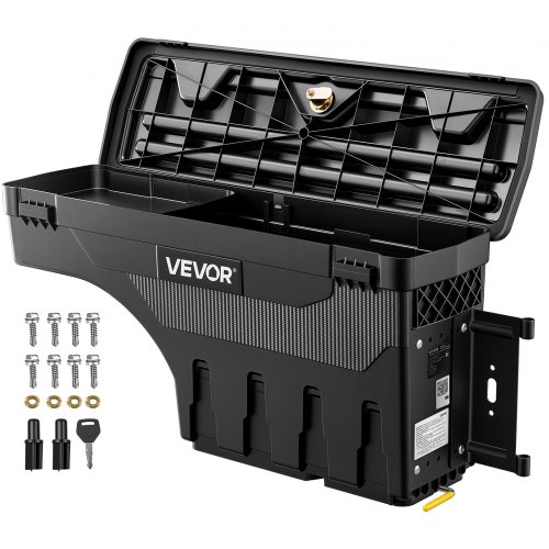 VEVOR Truck Bed Storage Box, 6.6 Gal/25L Waterproof ABS Wheel Well Tool Box, Anti-Theft Lock, Compatible with 2020-2025 Chevy/GMC Silverado/Sierra 2500/3500HD, Passenger Side Right (Drilling Required)