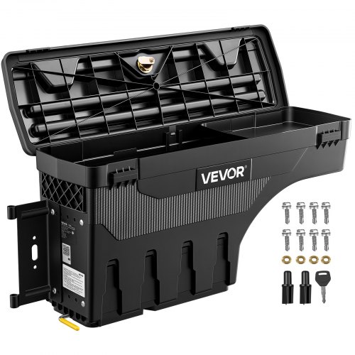 VEVOR Truck Bed Storage Box, 6.6 Gal/25L Waterproof ABS Wheel Well Tool Box with Anti-Theft Lock, Compatible with 2020-2025 Chevy/GMC Silverado/Sierra 2500/3500HD, Driver Side Left (Drilling Required)