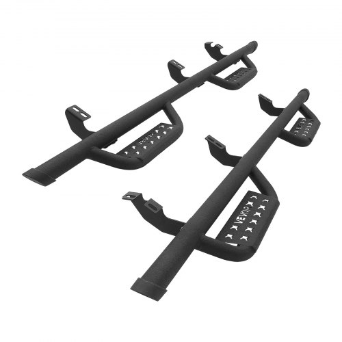 Vevor Running Boards, 4 Inches Side Steps Compatible with 2024-2025 Toyota Tacoma Double Cab, Black Carbon Steel Nerf Bars, 550 lbs Load Capacity, Wide Non-Slip Hollow Surface with Rustproof Coating