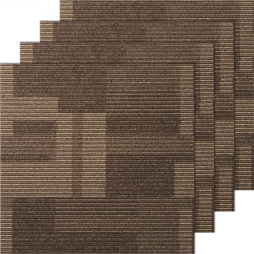 VEVOR Carpet Tiles Reusable, 24"x 24"Carpet Squares With Padding Attached, Soft Padded Carpet Tiles, Easy Install DIY for Bedroom Living Room (24Tiles, Mixed Brown) KCXFKDT2424YO1I6PV0
