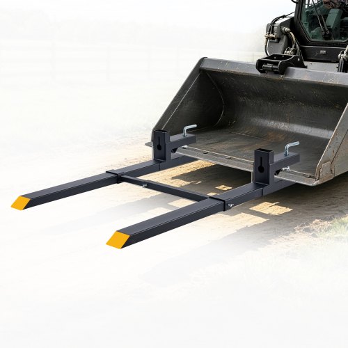Vevor Pallet Forks 4000 lbs Clamp-On Pallet Forks, 60 in Length Yellow Tips, for Tractor Attachments, Skid Steer & Loader Bucket, Adjustable Stabilizer Bar, Heavy-Duty Reinforced Tractor Bucket Fork