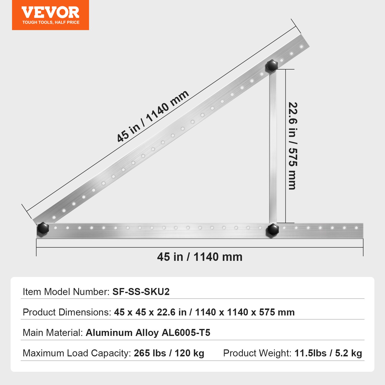 2 komplekti päikesepaneelide kinnitusklambrid 114 cm, 120 kg, 400 W
