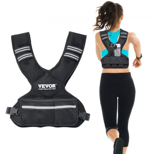 VEVOR Adjustable Weighted Vest, 11-20lb Weight Vest with 6 Ironsand Weights and  Reflective Stripe, Body Weight Vest Exercise Set for Men Women, Workout Equipment for Strength Training Running Jogging