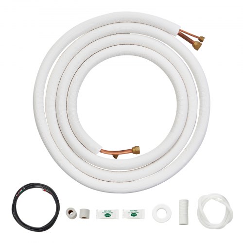 

VEVOR 16FT Mini Split Line Set, 1/4" & 1/2" O.D Copper Pipes Tubing and Triple-Layer Insulation, for Air Conditioning or Heating Pump Equipment & HVAC with Rich Accessories (18ft Connection Cable)