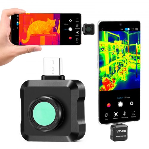 

VEVOR Thermal Imaging Camera for Android, 512 x 384 TISR Super Resolution, 25HZ Refresh Rate Infrared Thermal Imager for Smartphone Tablet, 256 x 192 IR Resolution, -4°F to 1022°F & 15 Color Palettes