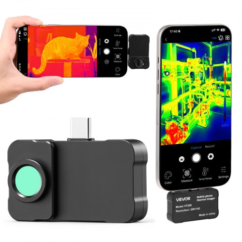 

VEVOR Thermal Imaging Camera for Android & iOS, 512 x 384 Super Resolution with Macro Lens, 25HZ Refresh Rate Infrared Thermal Imager for Smartphones Tablets, 256 x 192 IR Resolution, -4°F to 1022°F
