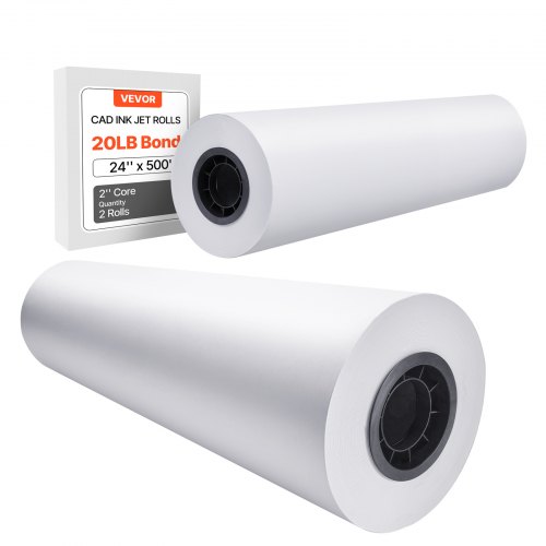 

VEVOR Wide Format Paper, 24 in x 500 ft Plotter Paper, 2 Rolls CAD Bond Rolls with 3 in Core, 20 LB Bond Paper Rolls, Idea for CAD Drawings, Engineering Plans, GIS Maps & Architectural Designs