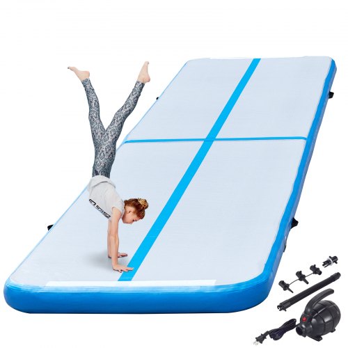 10ft Air Track Inflatable Gymnastics Tumbling Mat w/ Carry Bag/Electric Air Pump 