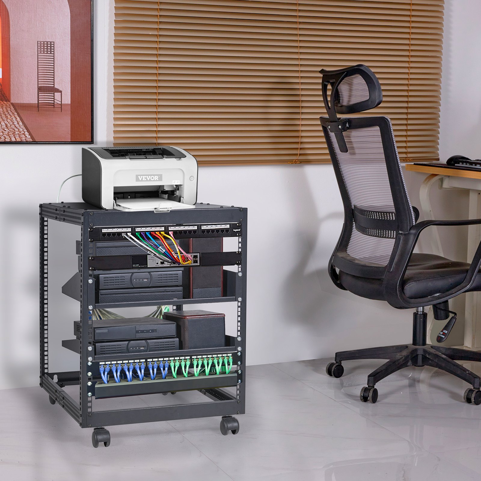 12U avatud raamiga serveririiul, 101,6 cm