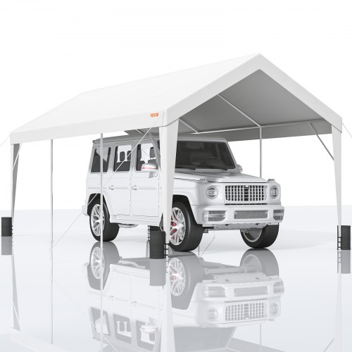 

VEVOR Carport, Heavy Duty 10x20ft Car Canopy, Outdoor Garage Shelter with 8 Reinforced Poles and 4 Weighted Bags, UV Resistant Waterproof Portable Instant Car Garage Tent for Party Garden Boat, White