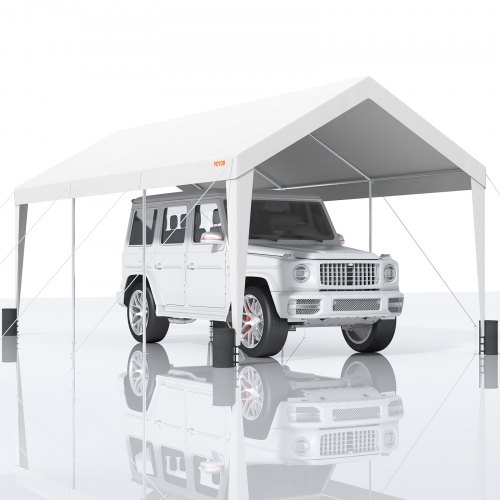 

VEVOR Carport, 10x20 ft Heavy Duty Car Canopy Garage Boat Shelter Party Tent with 8 Reinforced Poles and 4 Weight Bags, UV Resistant Waterproof All-Season Tarp for SUV, F150, Car, Truck, Boat